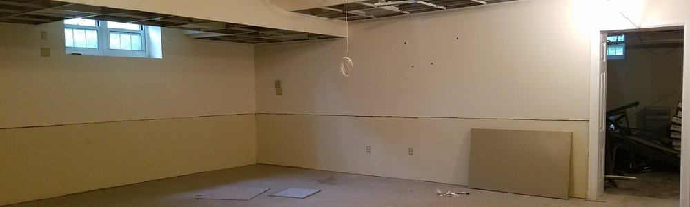 : Basement demo in progress - View of Meeting Room